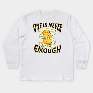 ONE IS NEVER ENOUGH! Tasty hashbrowns, water colour tattoo style Kids Long Sleeve T-Shirt
